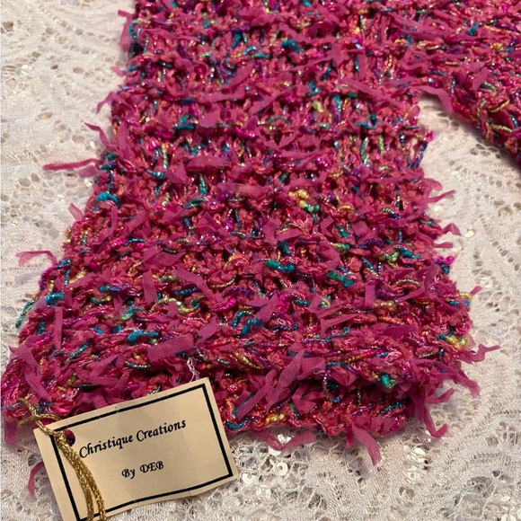 Pink Multicolor Textured Scarf by Christique Creations NWT - Picture 2 of 5
